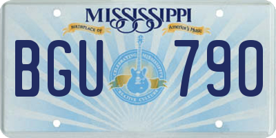MS license plate BGU790