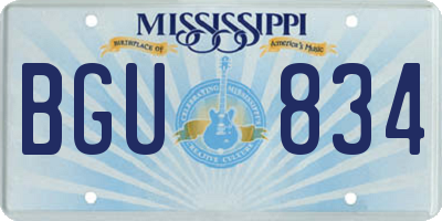 MS license plate BGU834