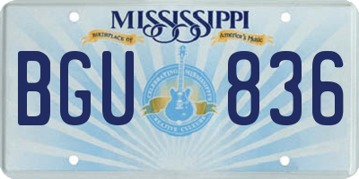 MS license plate BGU836