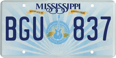 MS license plate BGU837
