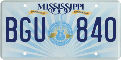 MS license plate BGU840
