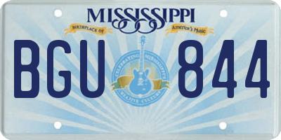 MS license plate BGU844