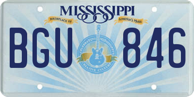 MS license plate BGU846