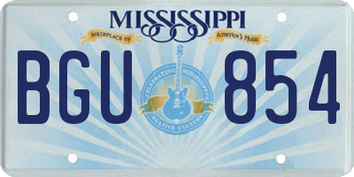 MS license plate BGU854