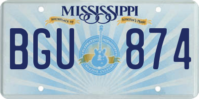MS license plate BGU874