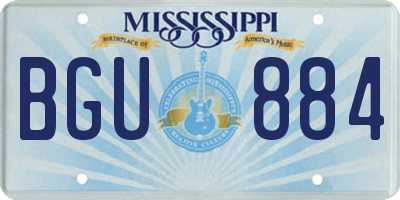 MS license plate BGU884