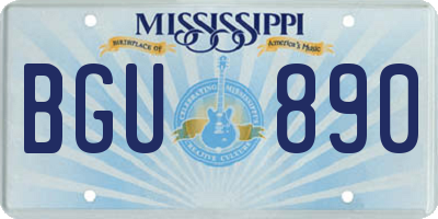MS license plate BGU890