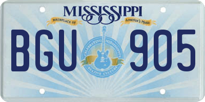 MS license plate BGU905