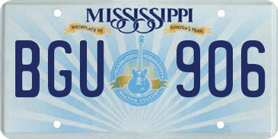 MS license plate BGU906