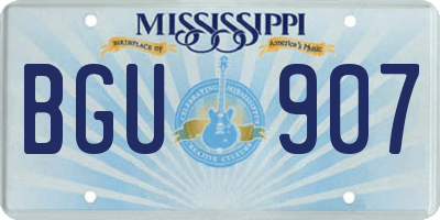 MS license plate BGU907