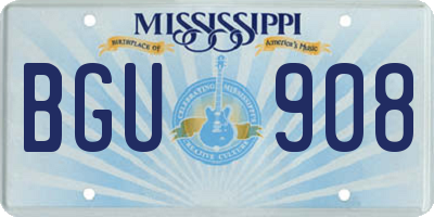 MS license plate BGU908