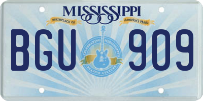 MS license plate BGU909