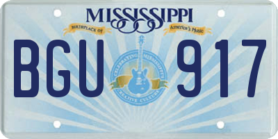 MS license plate BGU917
