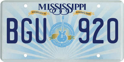 MS license plate BGU920