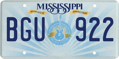 MS license plate BGU922