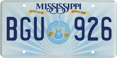 MS license plate BGU926