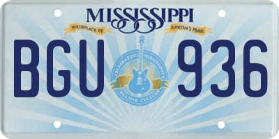 MS license plate BGU936
