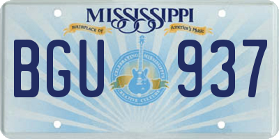 MS license plate BGU937