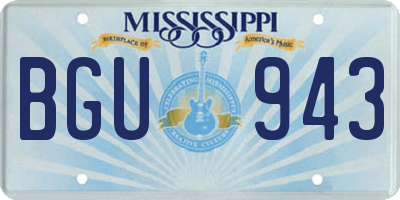 MS license plate BGU943