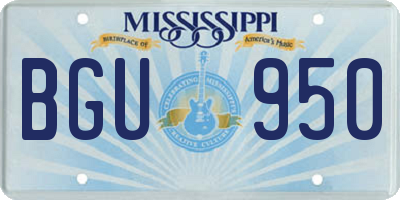MS license plate BGU950