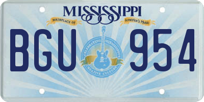 MS license plate BGU954