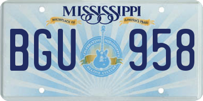 MS license plate BGU958