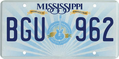 MS license plate BGU962