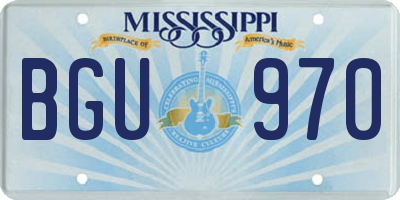 MS license plate BGU970
