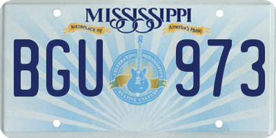 MS license plate BGU973