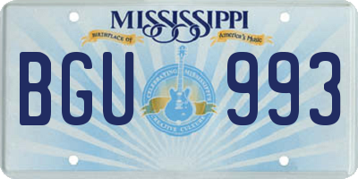MS license plate BGU993