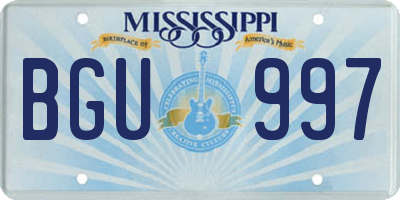 MS license plate BGU997