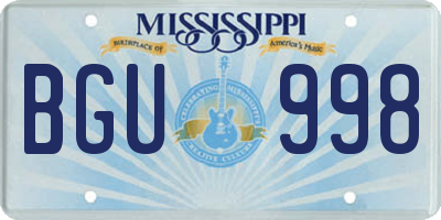 MS license plate BGU998