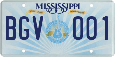 MS license plate BGV001