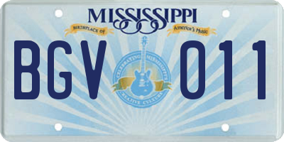 MS license plate BGV011