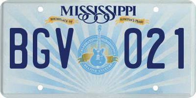 MS license plate BGV021
