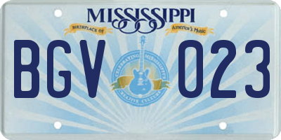 MS license plate BGV023