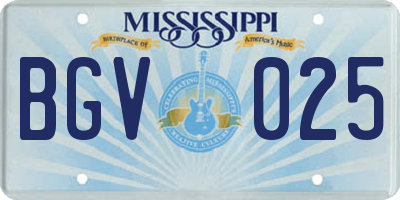 MS license plate BGV025