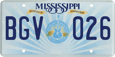 MS license plate BGV026