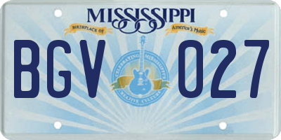 MS license plate BGV027
