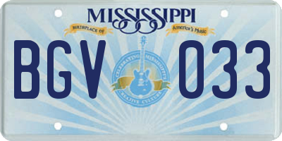 MS license plate BGV033