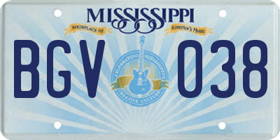 MS license plate BGV038