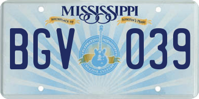 MS license plate BGV039
