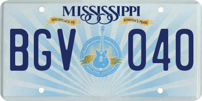 MS license plate BGV040