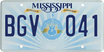 MS license plate BGV041