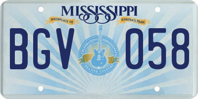 MS license plate BGV058
