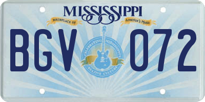 MS license plate BGV072