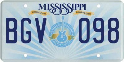MS license plate BGV098