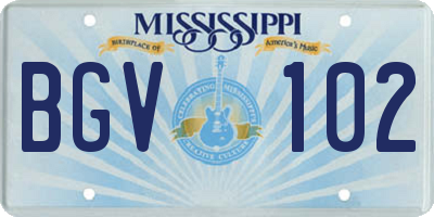 MS license plate BGV102