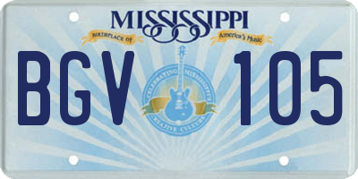 MS license plate BGV105