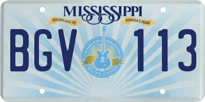 MS license plate BGV113